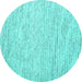 Round Machine Washable Abstract Turquoise Contemporary Area Rugs, wshcon1738turq