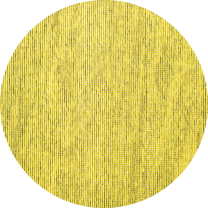 Round Abstract Yellow Contemporary Rug, con1738yw
