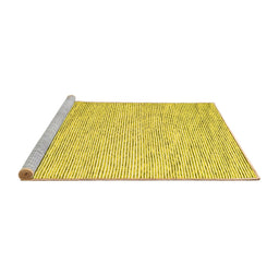 Sideview of Machine Washable Abstract Yellow Contemporary Rug, wshcon1738yw