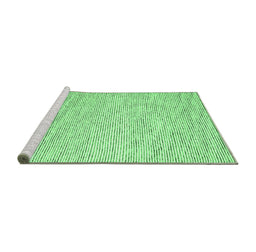 Sideview of Machine Washable Abstract Emerald Green Contemporary Area Rugs, wshcon1738emgrn
