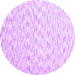 Round Machine Washable Solid Purple Modern Area Rugs, wshcon1739pur