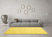 Machine Washable Solid Yellow Modern Rug in a Living Room, wshcon1739yw