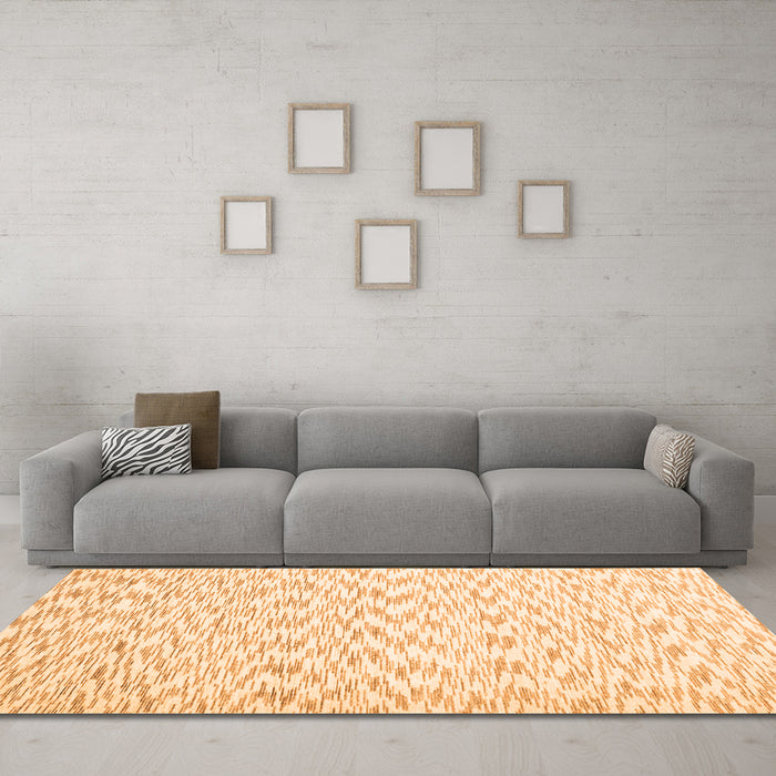 Machine Washable Solid Orange Modern Area Rugs in a Living Room, wshcon1739org