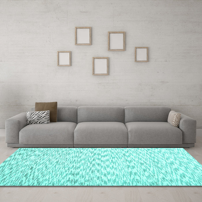 Machine Washable Solid Turquoise Modern Area Rugs in a Living Room,, wshcon1739turq
