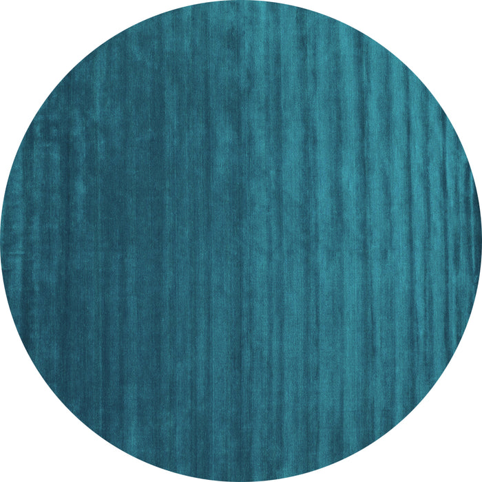 Round Machine Washable Abstract Turquoise Contemporary Area Rugs, wshcon173turq