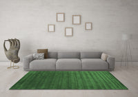 Machine Washable Abstract Green Contemporary Rug, wshcon173grn