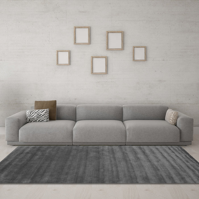 Machine Washable Abstract Gray Contemporary Rug in a Living Room,, wshcon173gry