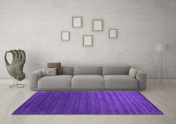 Machine Washable Abstract Purple Contemporary Area Rugs in a Living Room, wshcon173pur