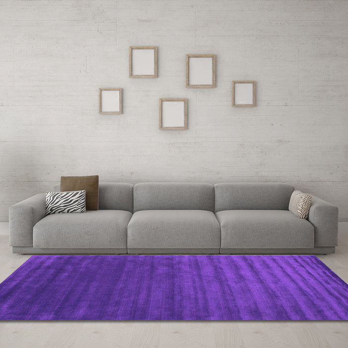 Machine Washable Abstract Purple Contemporary Area Rugs in a Living Room, wshcon173pur