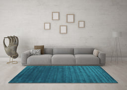 Machine Washable Abstract Turquoise Contemporary Area Rugs in a Living Room,, wshcon173turq