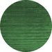 Round Machine Washable Abstract Emerald Green Contemporary Area Rugs, wshcon173emgrn