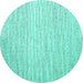 Round Machine Washable Abstract Turquoise Contemporary Area Rugs, wshcon1740turq