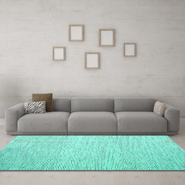 Machine Washable Abstract Turquoise Contemporary Area Rugs in a Living Room,, wshcon1740turq