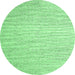 Round Machine Washable Abstract Emerald Green Contemporary Area Rugs, wshcon1740emgrn