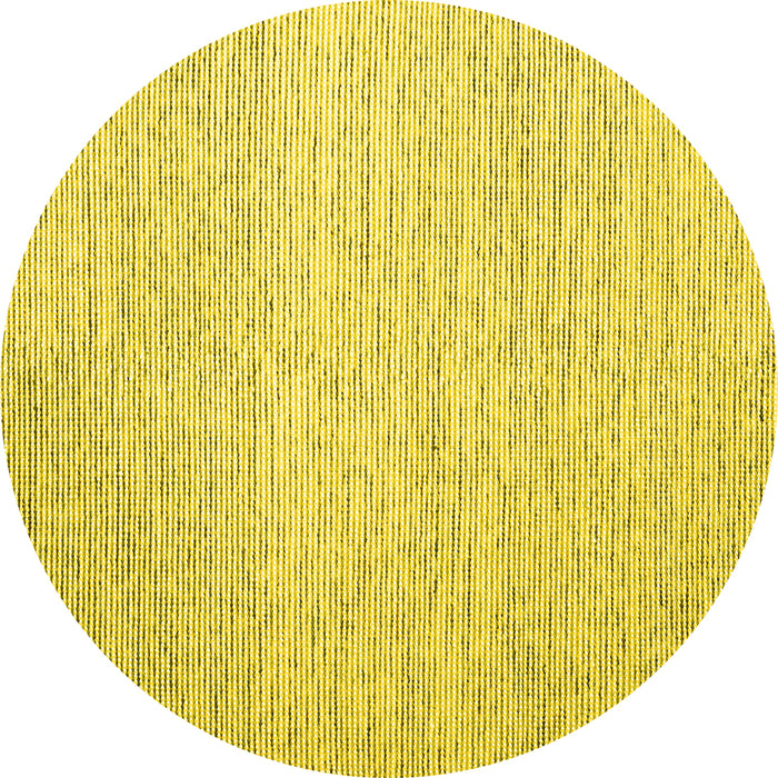 Round Machine Washable Abstract Yellow Contemporary Rug, wshcon1740yw