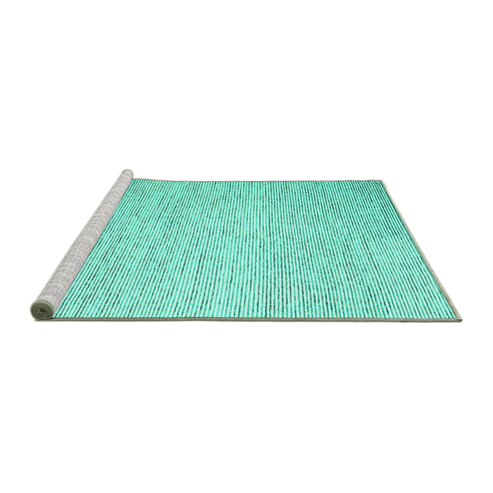 Sideview of Machine Washable Abstract Turquoise Contemporary Area Rugs, wshcon1740turq