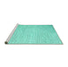 Sideview of Machine Washable Abstract Turquoise Contemporary Area Rugs, wshcon1740turq