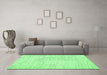 Machine Washable Abstract Green Contemporary Area Rugs in a Living Room,, wshcon1741grn