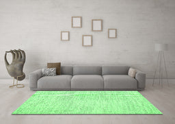 Machine Washable Abstract Green Contemporary Area Rugs in a Living Room,, wshcon1741grn