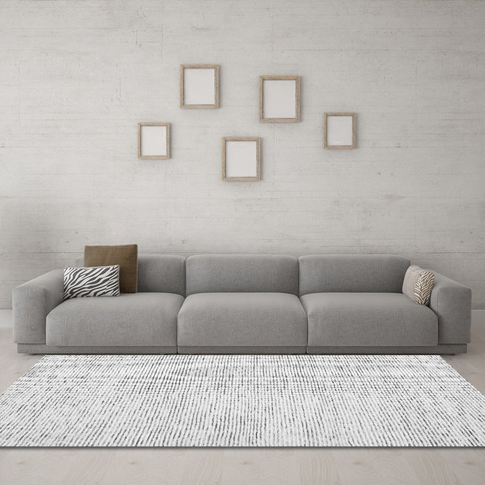 Machine Washable Abstract Gray Contemporary Rug in a Living Room,, wshcon1741gry