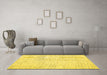 Machine Washable Abstract Yellow Contemporary Rug in a Living Room, wshcon1741yw