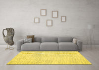 Machine Washable Abstract Yellow Contemporary Rug, wshcon1741yw