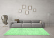 Machine Washable Abstract Emerald Green Contemporary Area Rugs in a Living Room,, wshcon1741emgrn