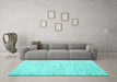 Machine Washable Abstract Turquoise Contemporary Area Rugs in a Living Room,, wshcon1742turq