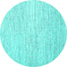 Round Machine Washable Abstract Turquoise Contemporary Area Rugs, wshcon1742turq