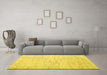 Machine Washable Abstract Yellow Contemporary Rug in a Living Room, wshcon1742yw