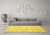 Machine Washable Abstract Yellow Contemporary Rug, wshcon1742yw