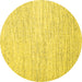 Round Machine Washable Abstract Yellow Contemporary Rug, wshcon1742yw