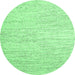 Round Machine Washable Abstract Emerald Green Contemporary Area Rugs, wshcon1742emgrn