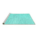 Sideview of Machine Washable Abstract Turquoise Contemporary Area Rugs, wshcon1742turq