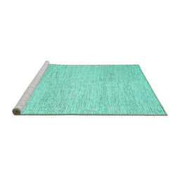 Sideview of Machine Washable Abstract Turquoise Contemporary Area Rugs, wshcon1743turq