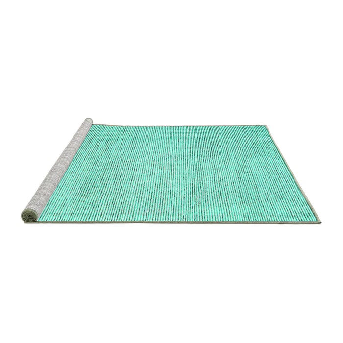 Sideview of Machine Washable Abstract Turquoise Contemporary Area Rugs, wshcon1743turq