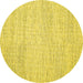 Round Abstract Yellow Contemporary Rug, con1743yw