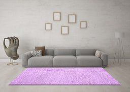 Machine Washable Abstract Purple Contemporary Area Rugs in a Living Room, wshcon1743pur