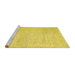 Sideview of Machine Washable Abstract Yellow Contemporary Rug, wshcon1743yw