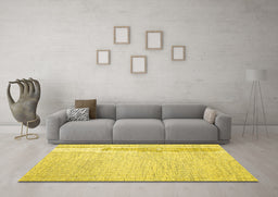 Machine Washable Abstract Yellow Contemporary Rug in a Living Room, wshcon1743yw