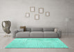 Machine Washable Abstract Turquoise Contemporary Area Rugs in a Living Room,, wshcon1743turq