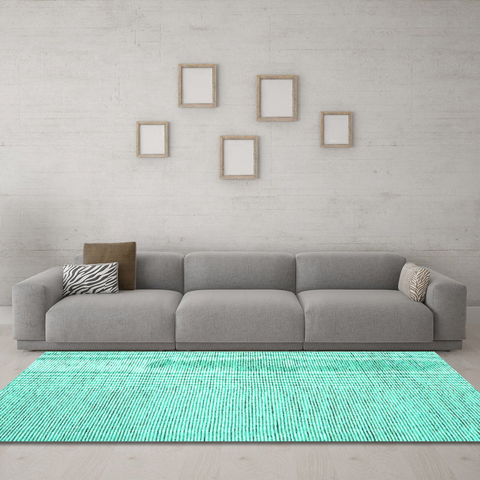 Machine Washable Abstract Turquoise Contemporary Area Rugs in a Living Room,, wshcon1743turq