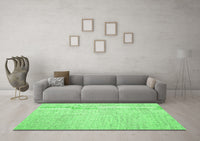 Machine Washable Abstract Green Contemporary Rug, wshcon1743grn