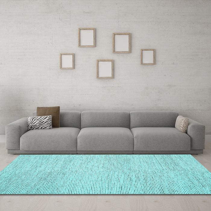 Machine Washable Abstract Light Blue Contemporary Rug in a Living Room, wshcon1743lblu