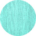 Round Abstract Turquoise Contemporary Rug, con1744turq