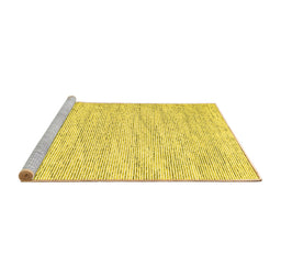 Sideview of Machine Washable Abstract Yellow Contemporary Rug, wshcon1744yw