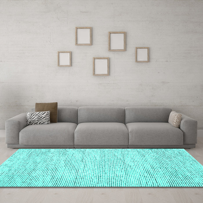 Machine Washable Abstract Turquoise Contemporary Area Rugs in a Living Room,, wshcon1744turq