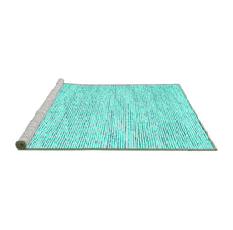 Sideview of Machine Washable Abstract Turquoise Contemporary Area Rugs, wshcon1744turq