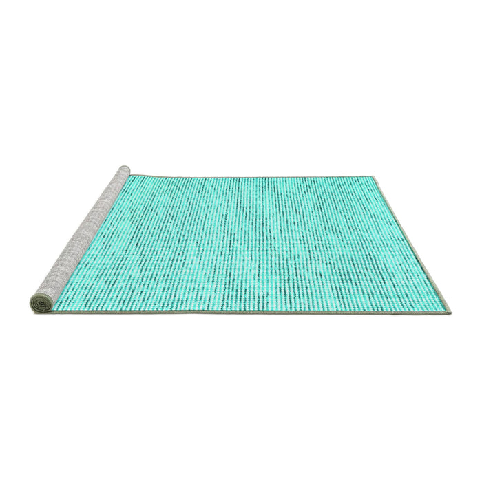 Sideview of Machine Washable Abstract Turquoise Contemporary Area Rugs, wshcon1744turq