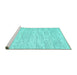 Sideview of Machine Washable Abstract Turquoise Contemporary Area Rugs, wshcon1744turq